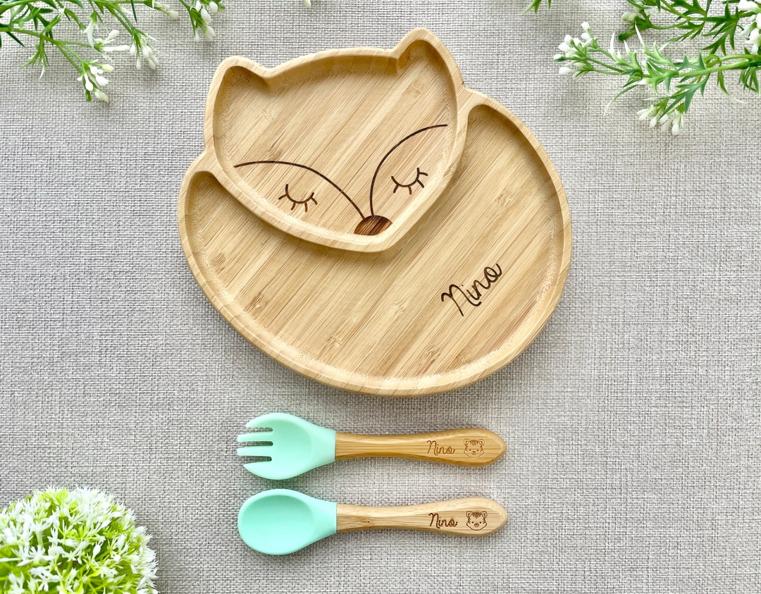 Assiette et couverts en bois personnalisable  Cadeau - Etsy France