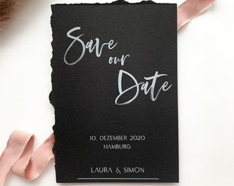 Save the Date Karten, Moderne Einladungskarten mit handgerissenen Kanten