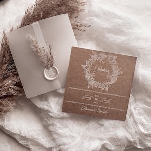 Boho style invitation card with wrap envelope and seal