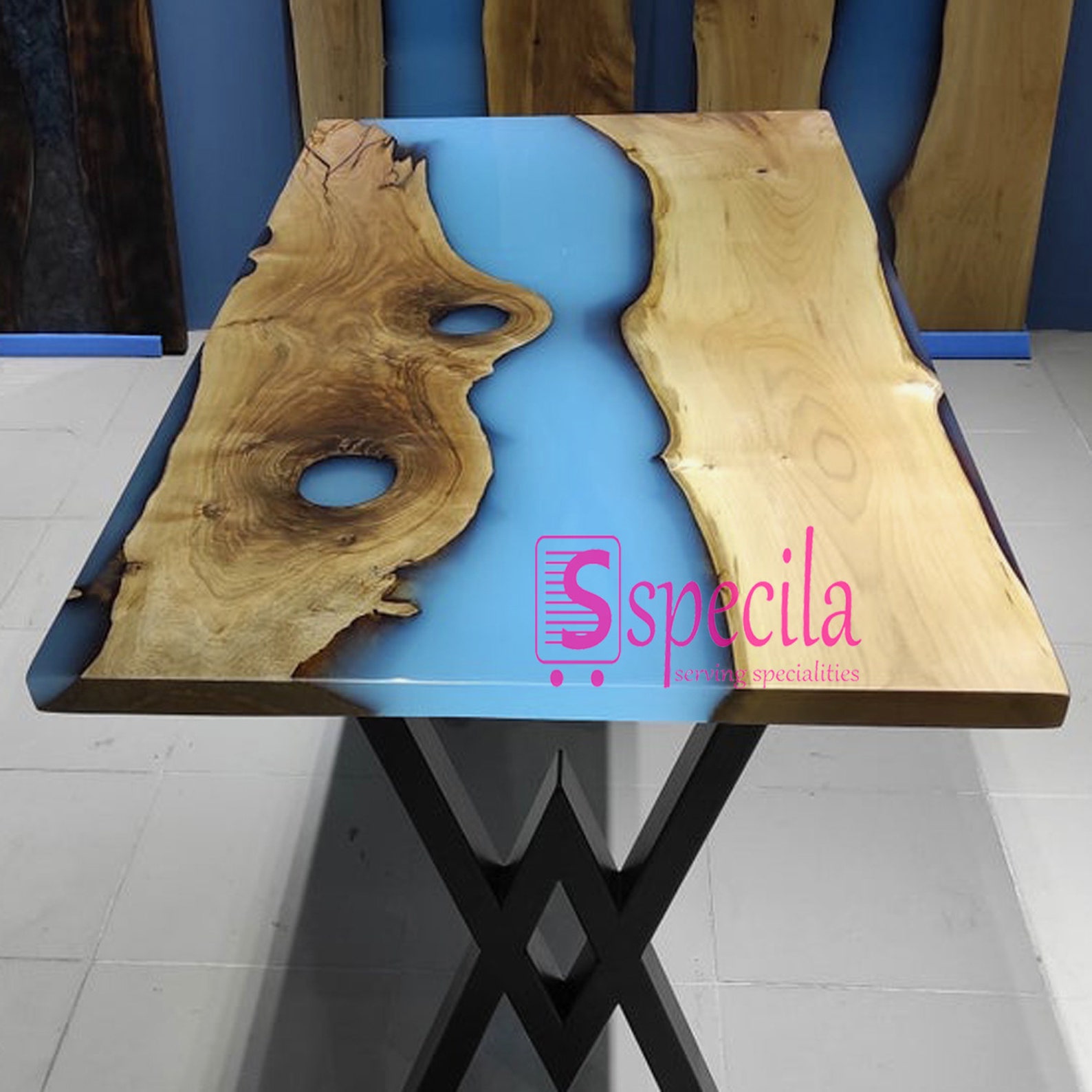 White Epoxy Table with Clear Resin Custom Table Live Edge Etsy
