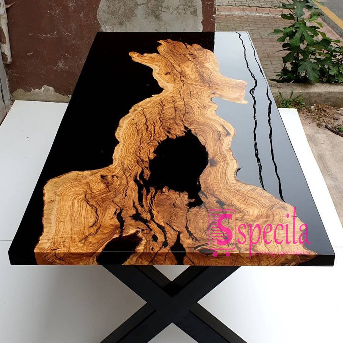 Black Epoxy Table With Clear Resin Custom Table Live Edge Etsy UK