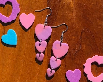 Pale Purple and Pink Hearts Dangles