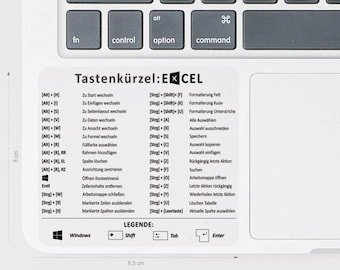 Sticker keyboard shortcuts Excel for Windows | Laptop shortcuts transparent