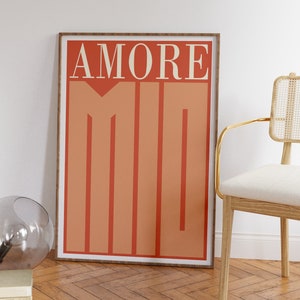 Poster Italienisch Amore Mio Rotbraun