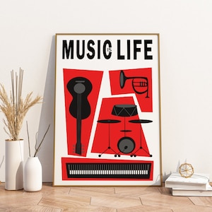 Poster musicale | Immagine di strumenti retrò