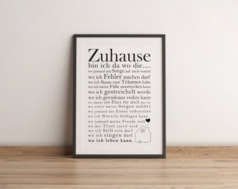 Poster Spruch Zuhause | Bild Familie Home