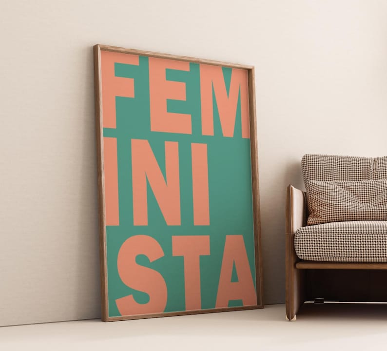 Feminismus Poster mit FEMINISTA-Schriftzug – modernes Statement-Design als Fineart-Druck auf hochwertigem Papier.