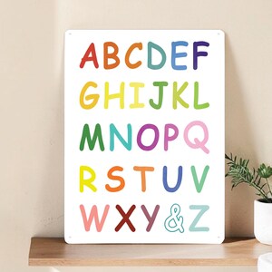 Cartello magnetico in metallo per la cameretta dei bambini | Poster didattico ABC, tabelline, pianeti, orologio, forme, mesi | Decorazione murale Montessori A4 A3 in latta