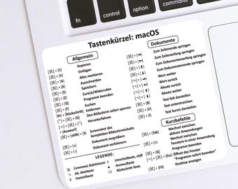 MacOS keyboard shortcut stickers | MacBook shortcuts white