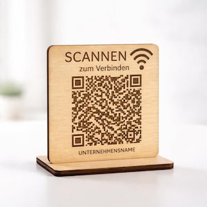 W-LAN QR-Code Aufsteller Holz für Hotel und Gastronomie