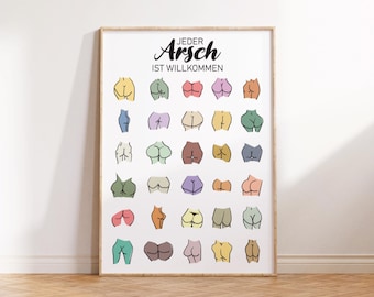 Bathroom Posters | Funny Bathroom Decor Pictures | Buttocks