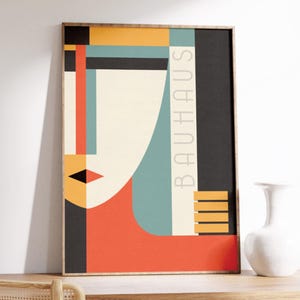 Bauhaus Poster – Abstract Face in Mid-Century Style