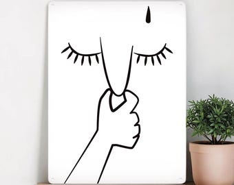 Bild Badezimmer witzig – Nase halten – Lustige Toiletten Deko Metallschild – Wandbild Gäste-WC – Magnetisch A4/A3