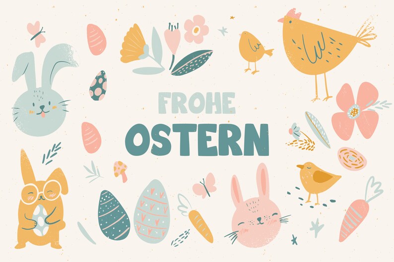 great card for family and friends in the format 4x6 back white without lines Card Happy Easter Chickens Postcard Easter Bunnies and Eggs