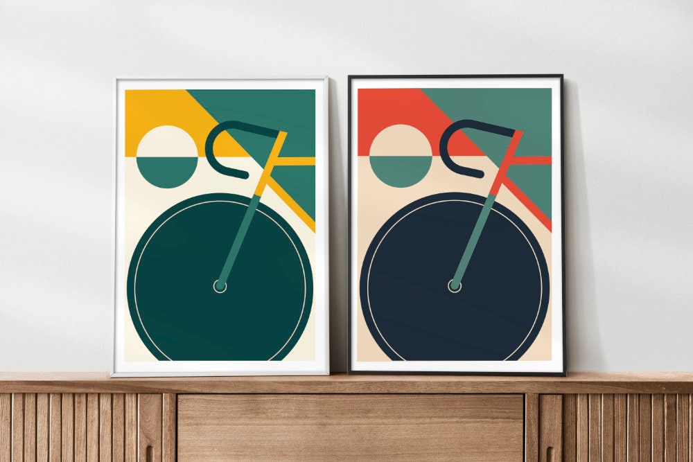Bicycle Bauhaus Poster Vintage Midcentury Style Etsy UK