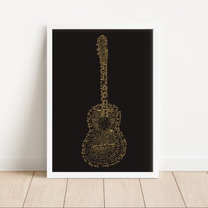 Cartel musical Guitarra | 80 canciones de los años 70