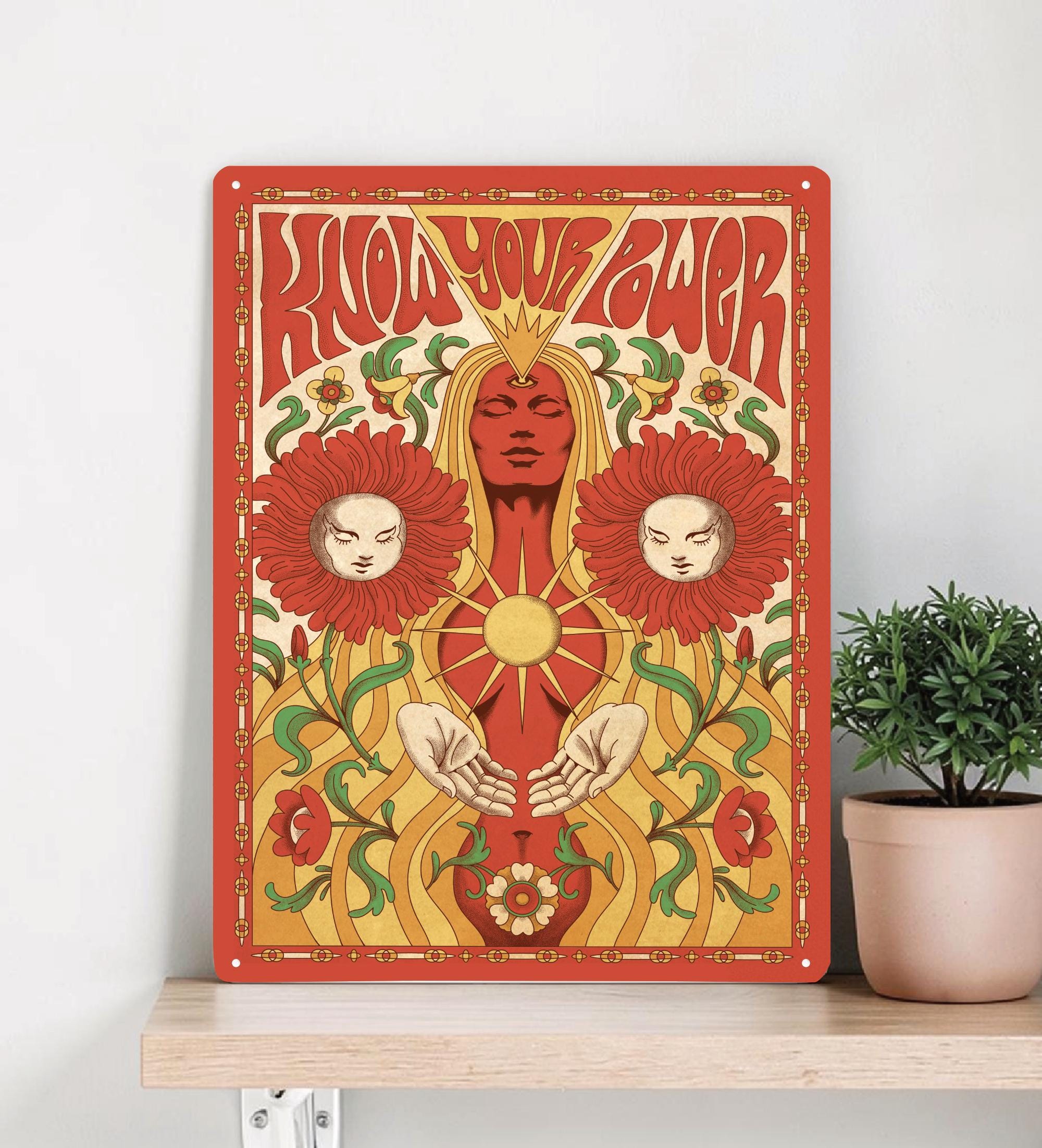Hippie Poster - Vintage 70s Decor | Retro Wall Art Feminine - Etsy
