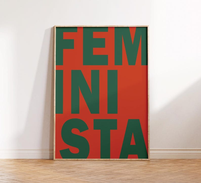 Feminismus Poster mit FEMINISTA-Schriftzug – modernes Statement-Design als Fineart-Druck auf hochwertigem Papier.