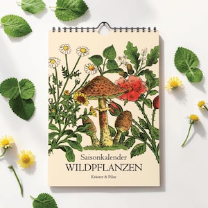 Kalender Kräuter & Pilze | Saisonkalender Wildpflanzen A4 Vintage