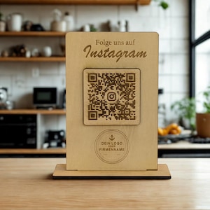 Weergave van QR-codes op sociale media | Instagram, TikTok, Facebook, Linkedin aanpasbaar hout 12 x 8 cm