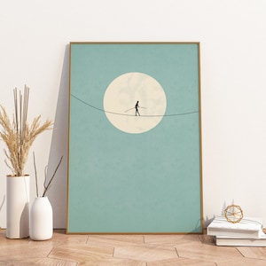 Poster Hoogdraad | Acrobaat voor de maan