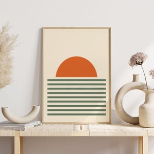 Poster vintage sun abstract | Retro orange