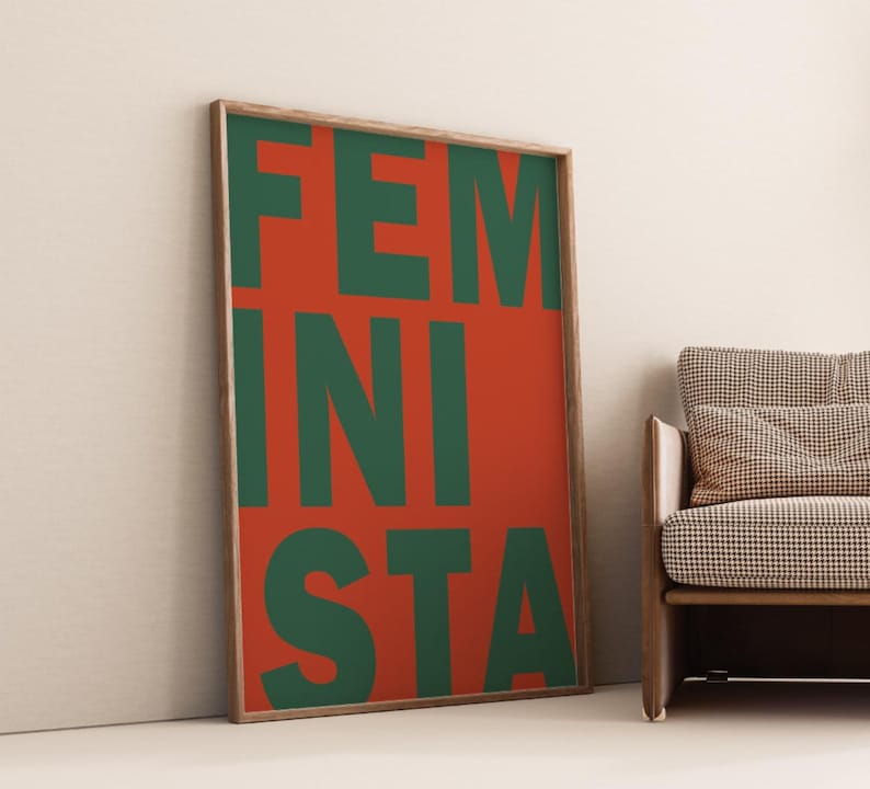 Feminismus Poster mit FEMINISTA-Schriftzug – modernes Statement-Design als Fineart-Druck auf hochwertigem Papier.
