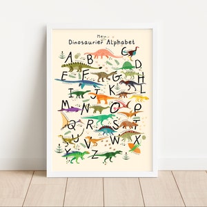 Affiche ABC Dinosaures | Alphabet allemand pour les enfants