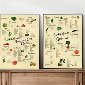 Poster set garden calendar | Seasonal calendar | Picture kitchen