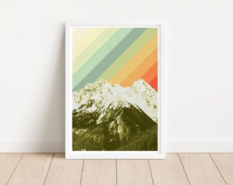 Poster Mountains Rainbow Vintage Colorful