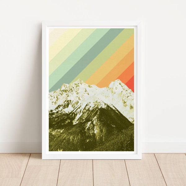 Poster Berge Regenbogen Vintage bunt