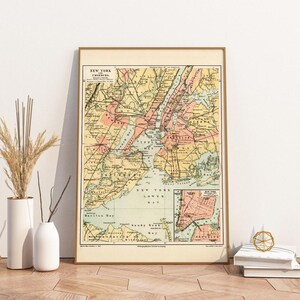 Vintage posterkaart New York | VS Duits