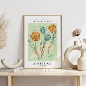 Cartaz Mercado de Flores de Amsterdã | tulipas