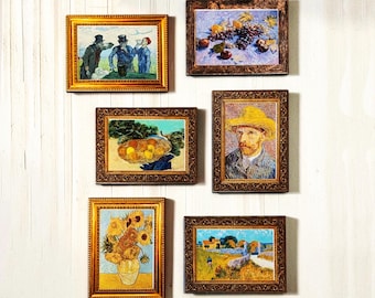Wooden Fridge Magnet Vincent van Gogh Framed | Art Magnet 8 x 6 cm 3D Framed | Gift for Art Lovers Post-Impressionism