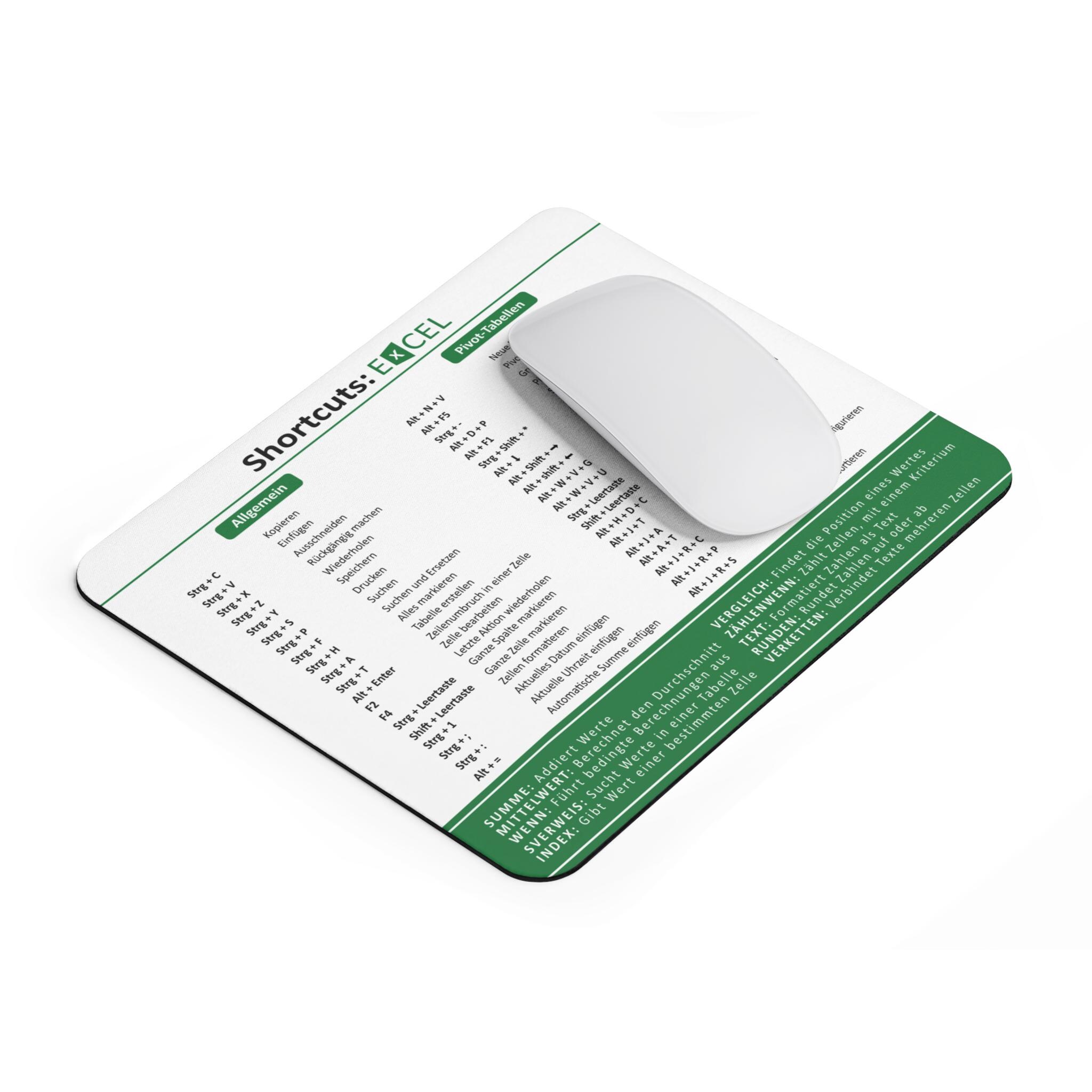 Mousepad Excel Shortcuts German Green 22 X 19 Cm - Etsy Israel