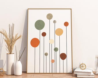 Póster de arte abstracto floral bohemio para sala de estar