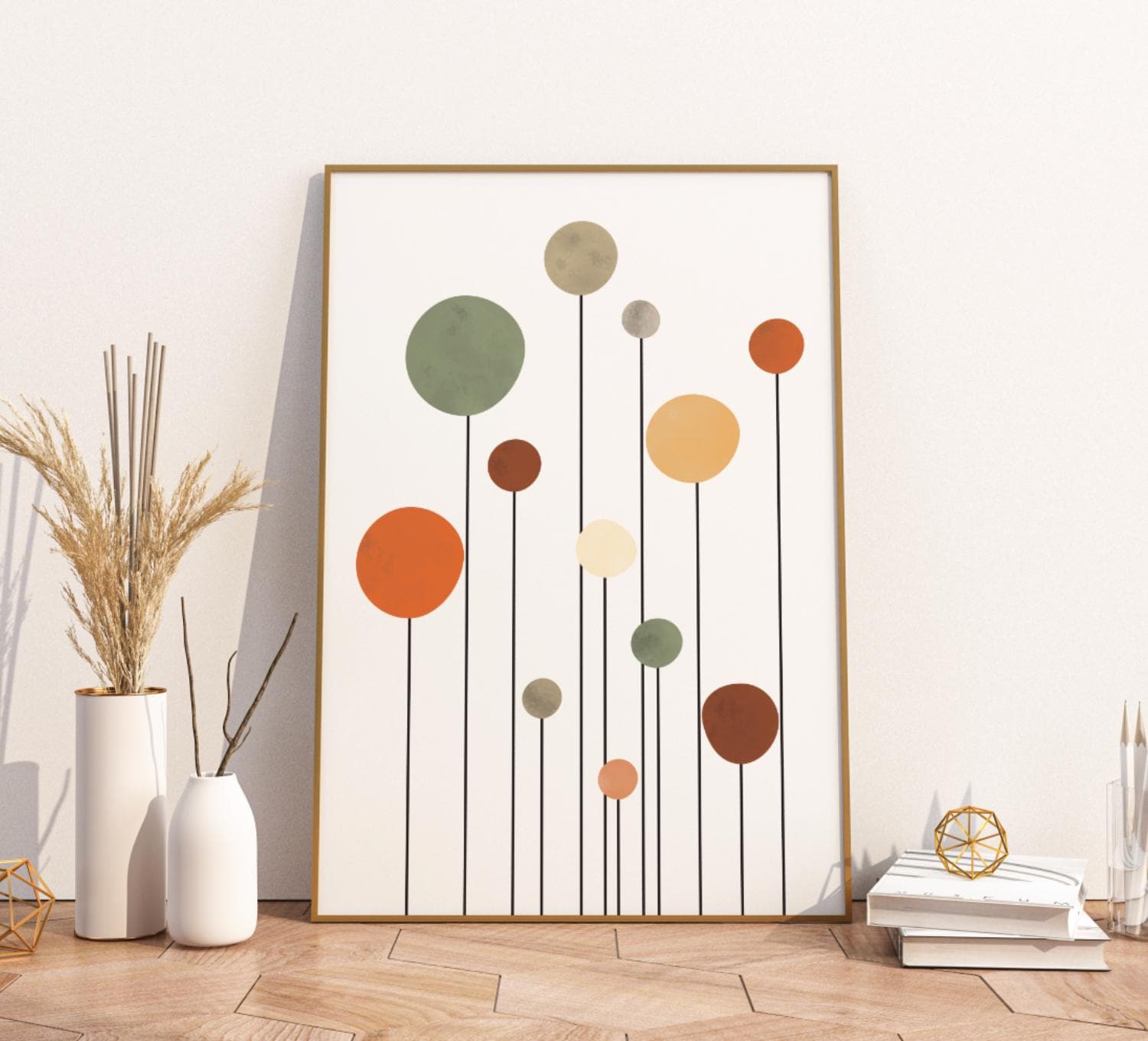 Pictures Living Room | Abstract Art Flower Boho