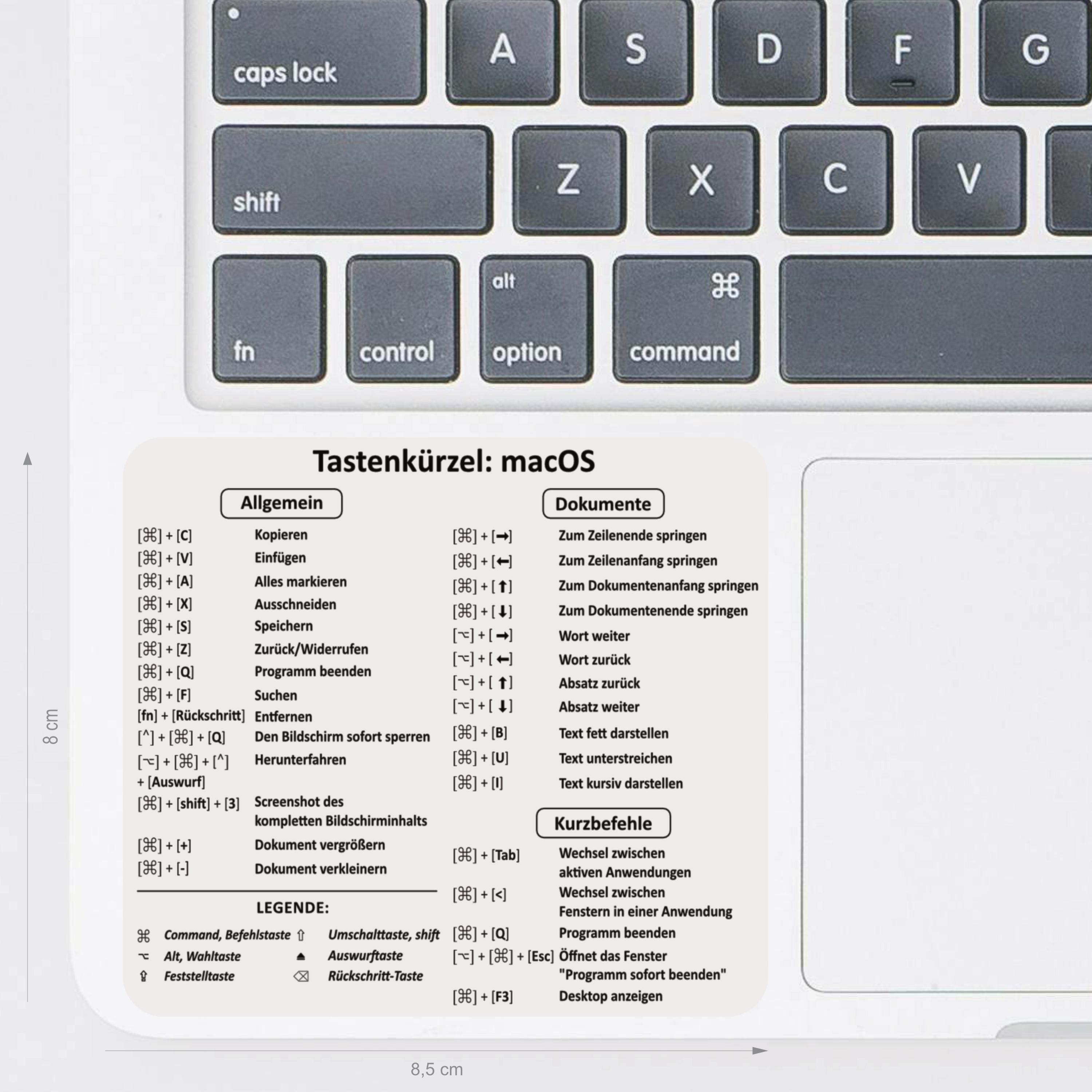 Macbook Shortcut Sticker | Mac Sticker German 8.5 x 8 cm