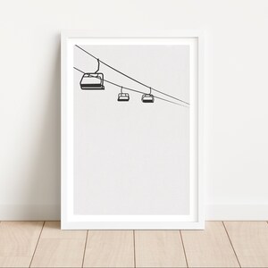 Poster Ski Lift | Picture Mountains Grey/Black