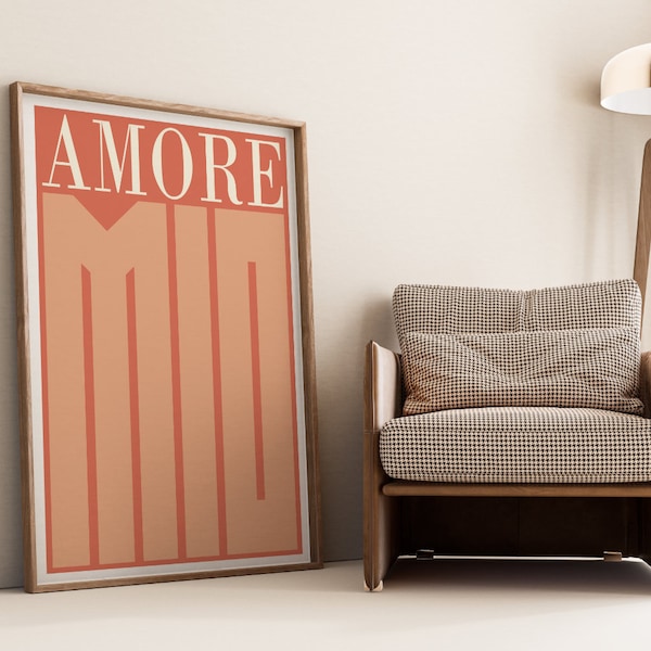 Poster Italienisch Amore Mio Rotbraun