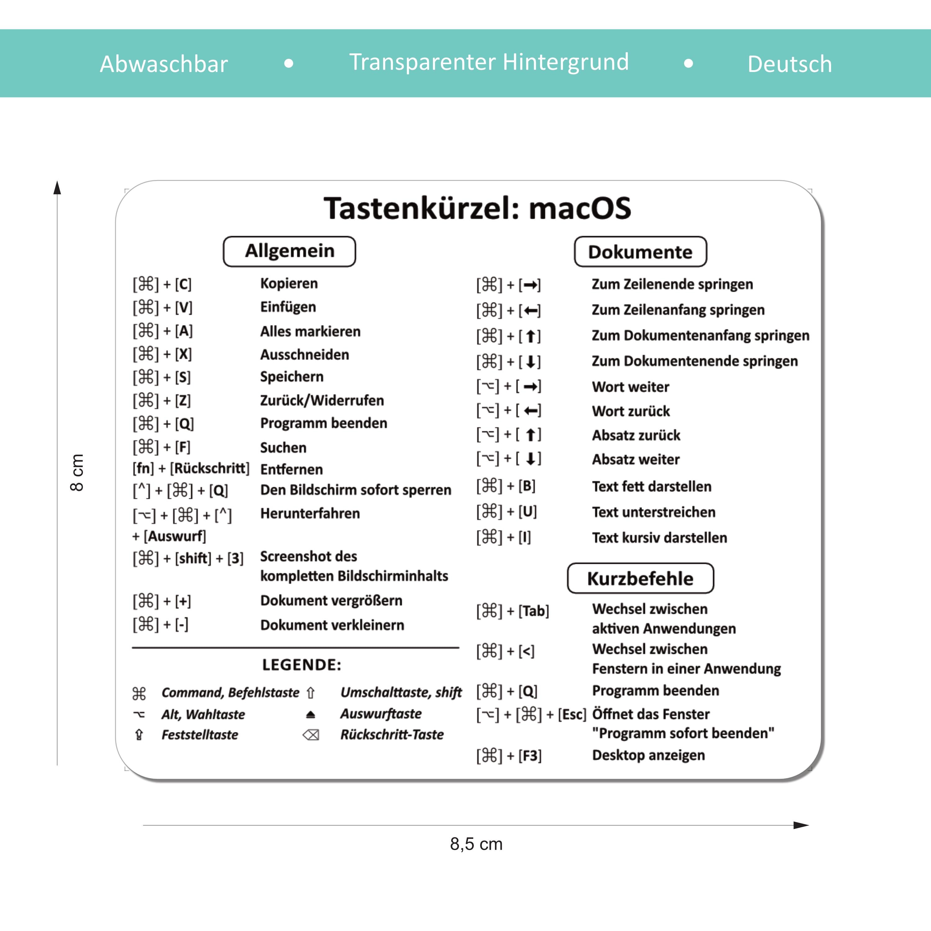 Shortcut Stickers | Mac Keyboard Shortcut Stickers (german) 8.5 X 8 Cm -  Etsy
