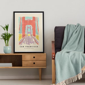San Francisco Poster | Golden Gate Bridge Drawing