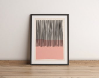Poster abstract art lines pink