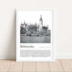 Poster Schwerin | Picture Black and White Castle