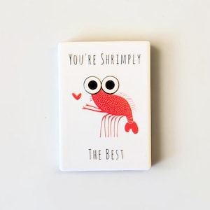Lustiger Kühlschrankmagnet Keramik Shrimply the Best | Witziges Geschenk für Partner & Freunde | Kühlschrank Magnet Garnele mit 3D-Haptik
