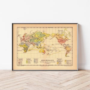 Vintage Poster Sprachkarte | Karte deutsch