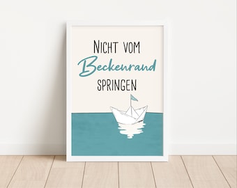 Wandtattoo Mit Spruch „Das Springen Vom Beckenrand ...“ - 80x16 Cm, Selbstklebend, Seidenmatt