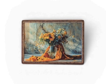 Vintage wooden fridge magnets with landscape and nature motifs, birch plywood magnet 7 x 5 cm, nostalgic kitchen decoration, shabby chic magnet