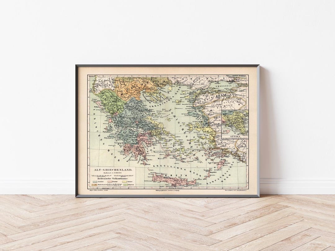 Vintage Poster Map of Ancient Greece - Etsy