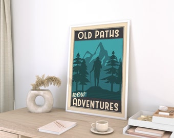 Hiking Posters | Vintage adventure picture